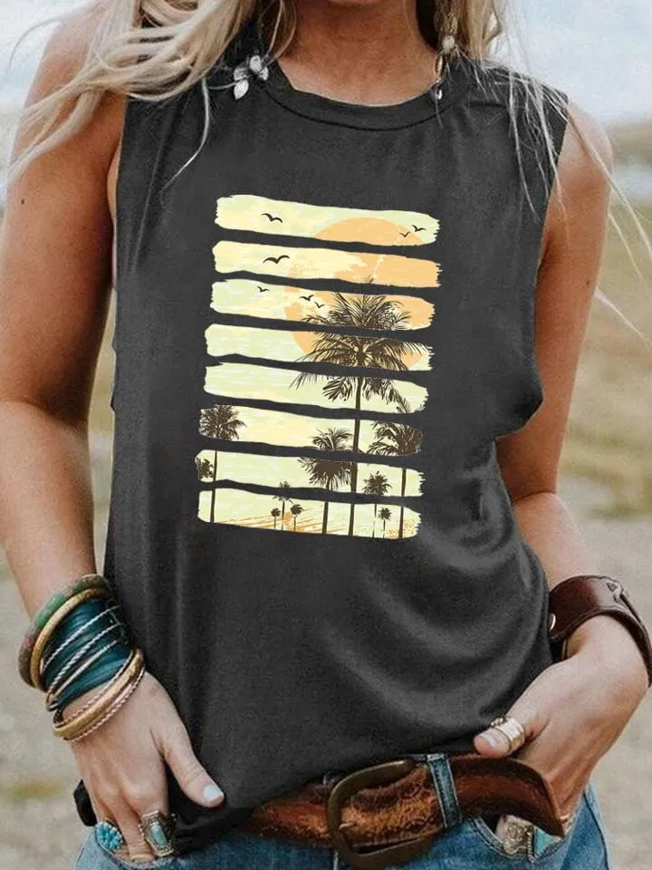 Palm Tree Sunset Vintage Tank