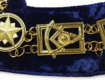 Past Master Square chain Collar - Gold/Silver on Blue   Free Case