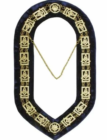 Past Master Square chain Collar - Gold/Silver on Blue   Free Case