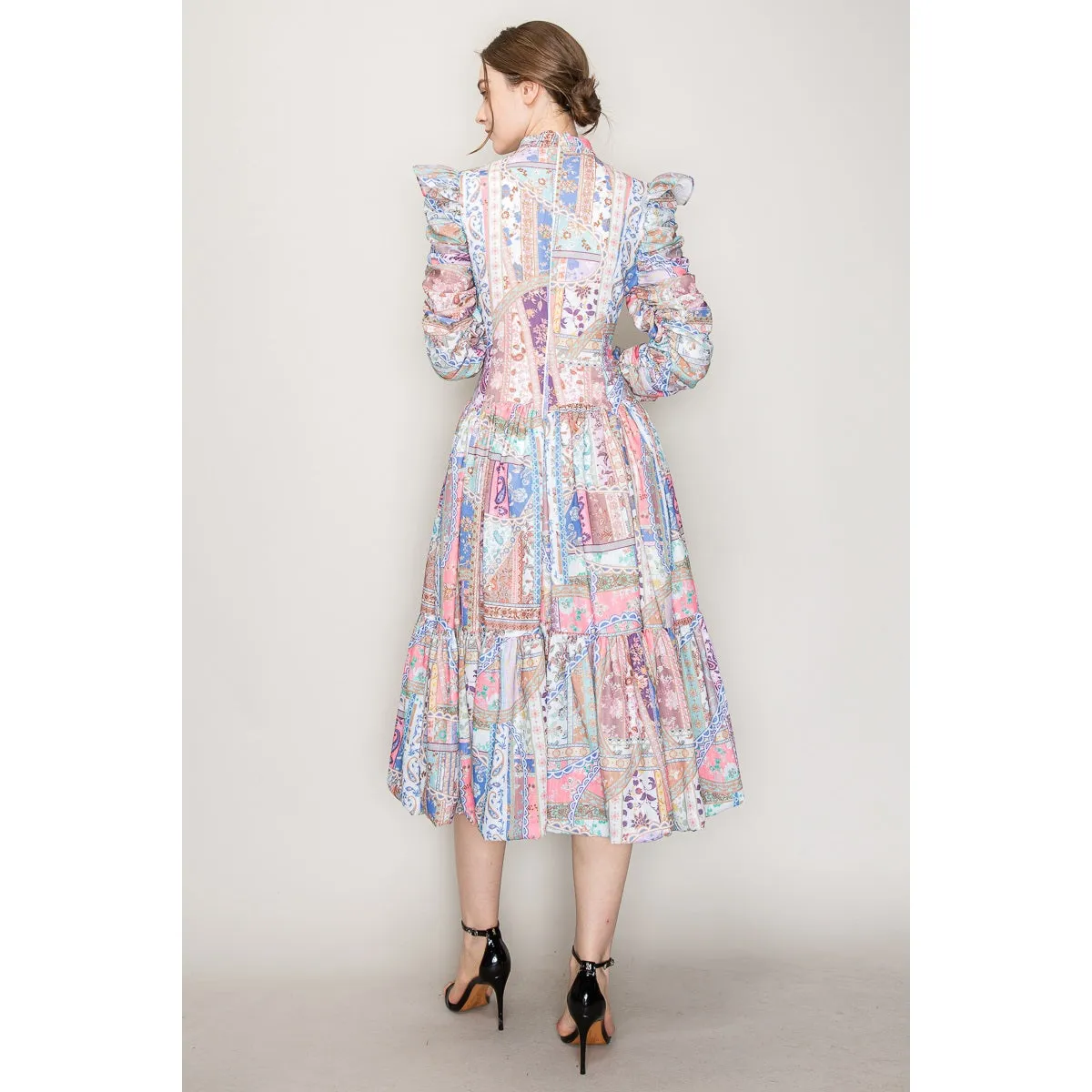 Pastel High Neck Party Dress