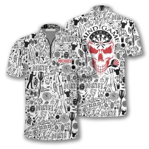 Personalized Doodle Pattern Custom Darts Jerseys for Men, Skull Dart Shirt
