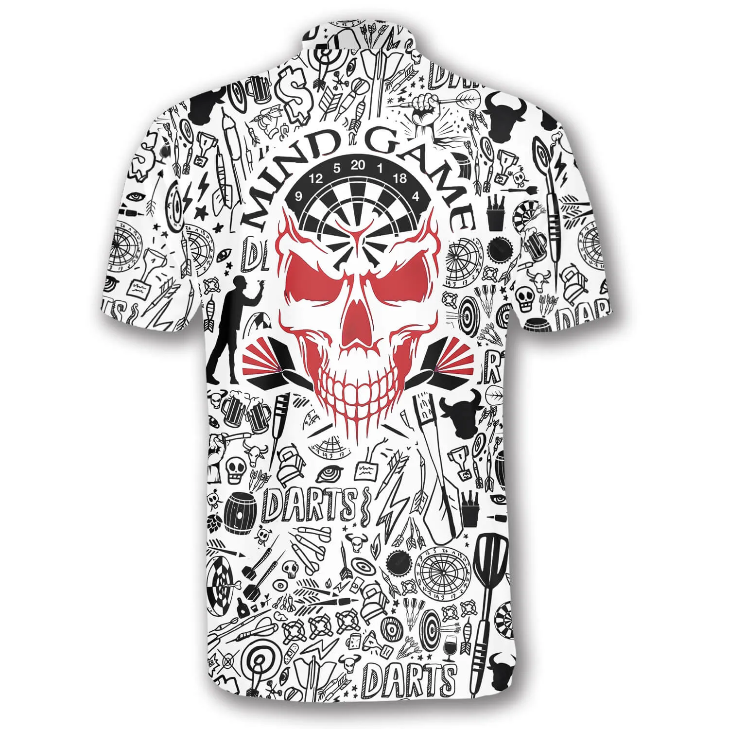 Personalized Doodle Pattern Custom Darts Jerseys for Men, Skull Dart Shirt
