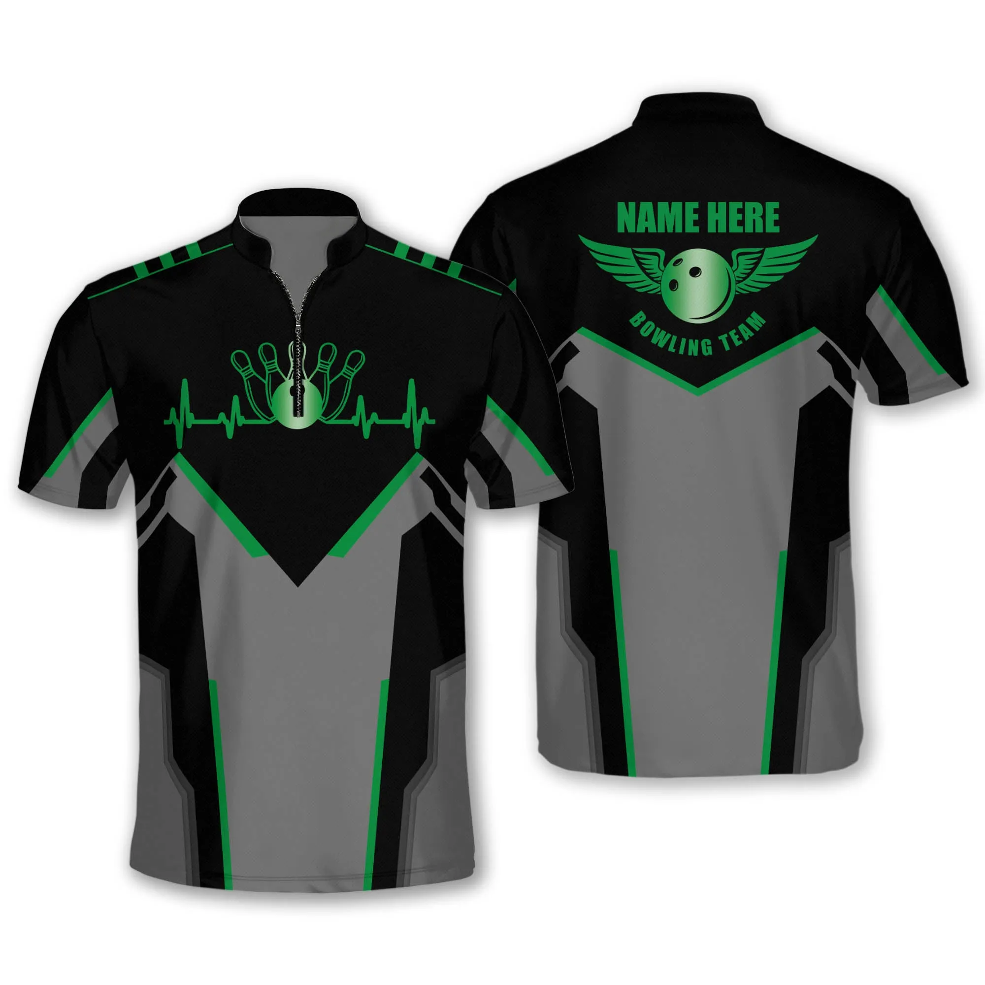 Personalized Heartbeat Bowling Jerseys For Men, Idea Shirt for Team Bowling Lover