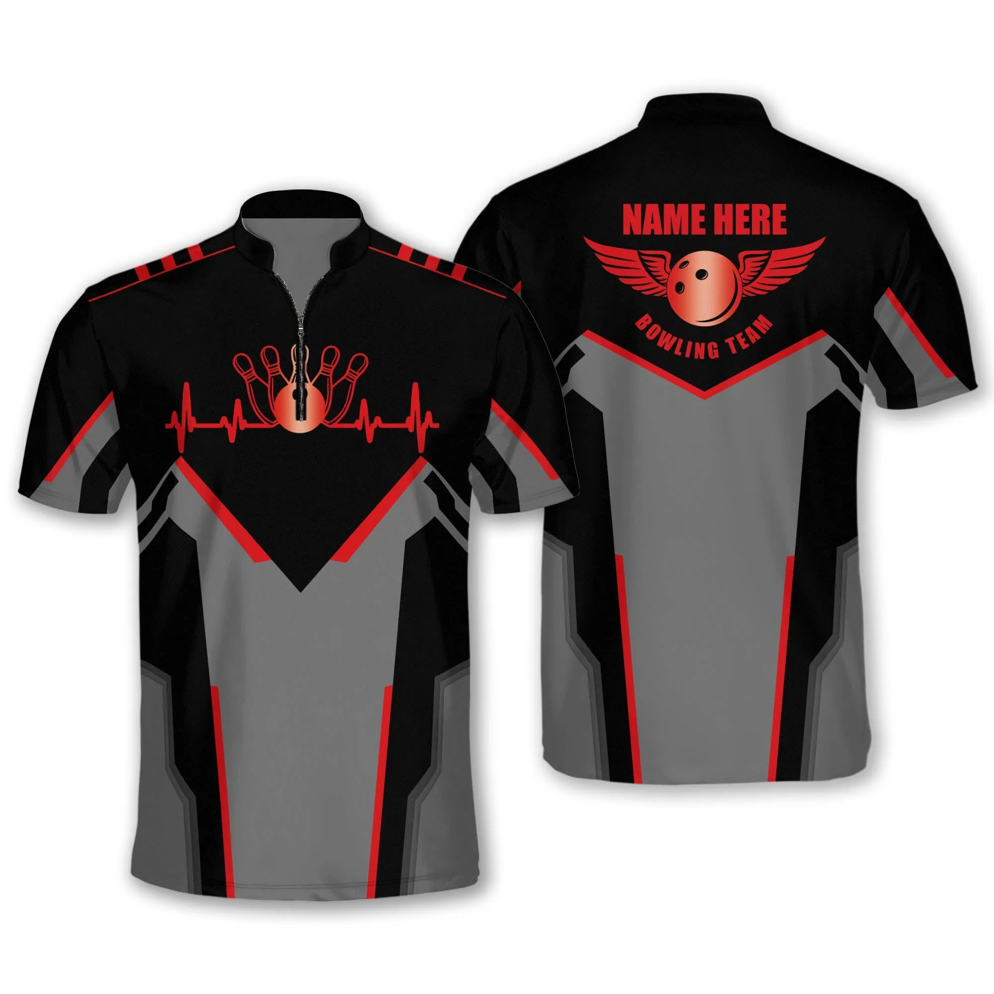 Personalized Heartbeat Bowling Jerseys For Men, Idea Shirt for Team Bowling Lover