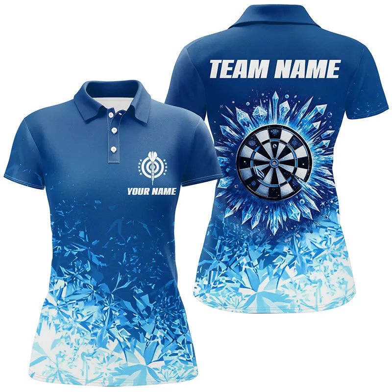Personalized Icy Blue Darts Polo Shirt Custom Cool Darts Shirt For Women Love Dart