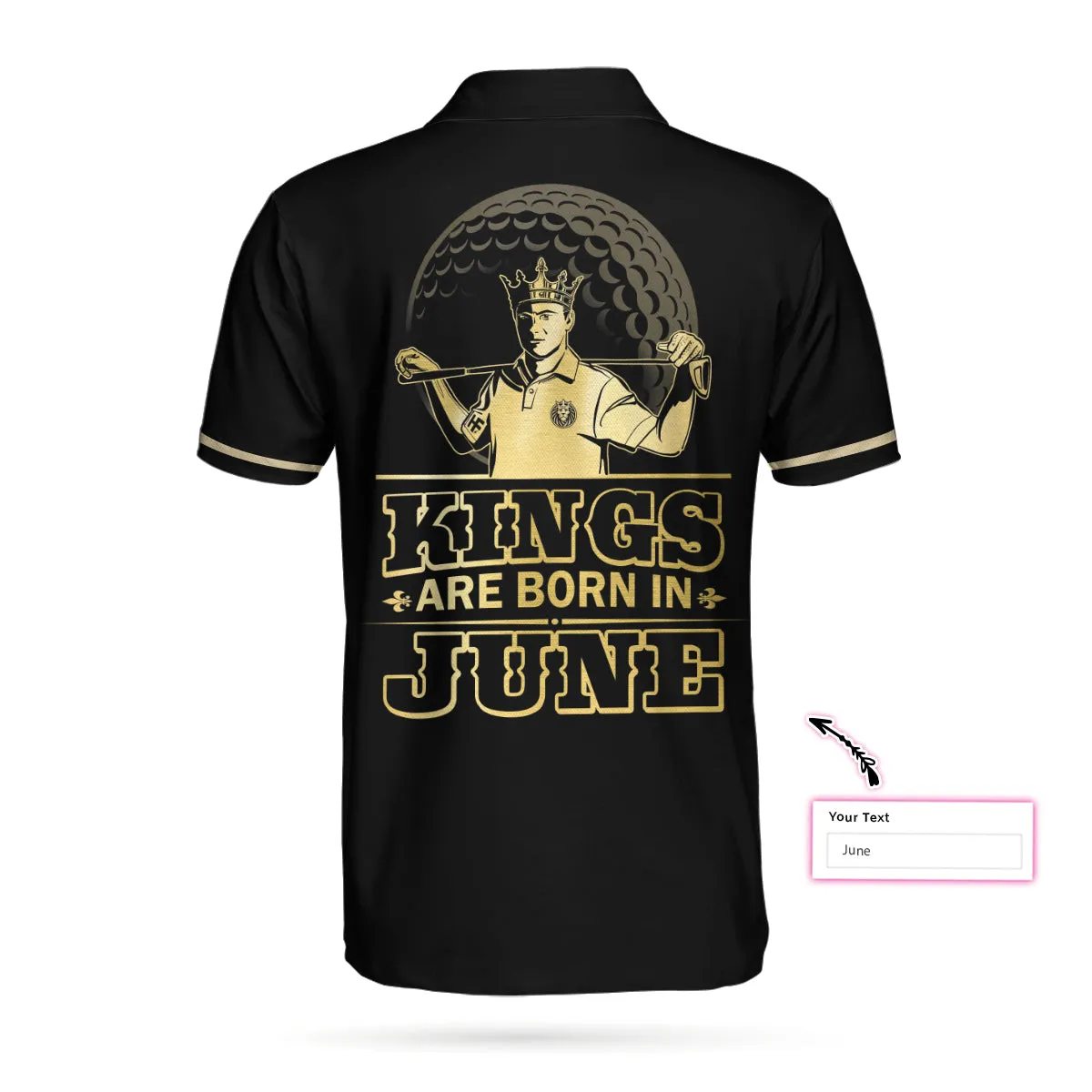 Personalized Kings Are Born Custom Polo Shirt, Luxury Black And Gold Polo Shirt, Cool Golf Shirt For Men Coolspod