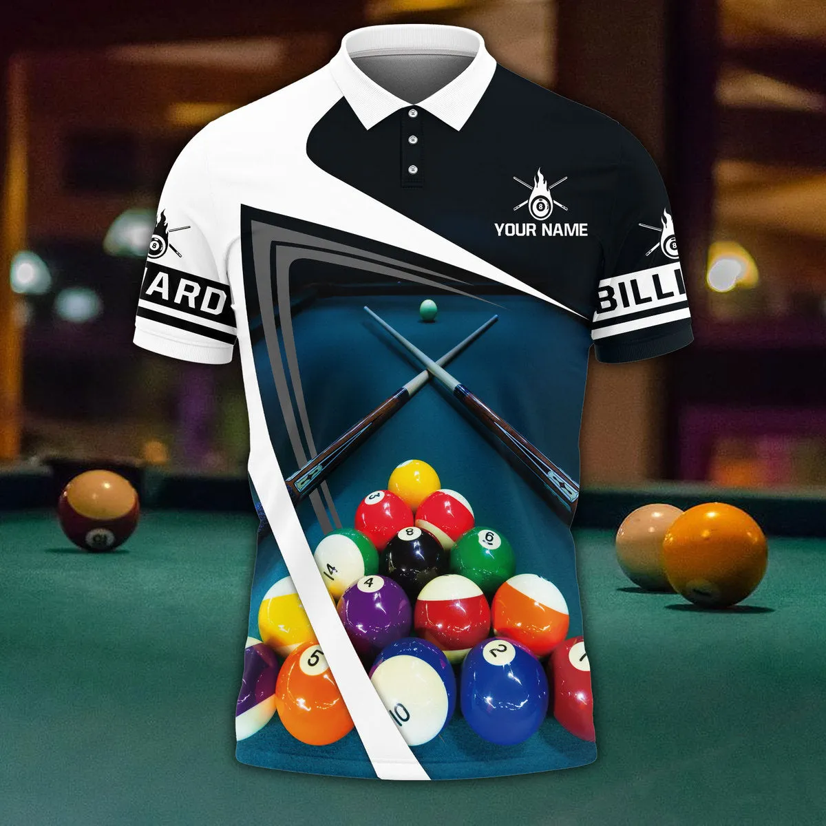 Personalized Name Billiard Polo Shirt Men Women, Billiard 3D Shirt, Billiard Team Uniform, Billiard Lover Gift