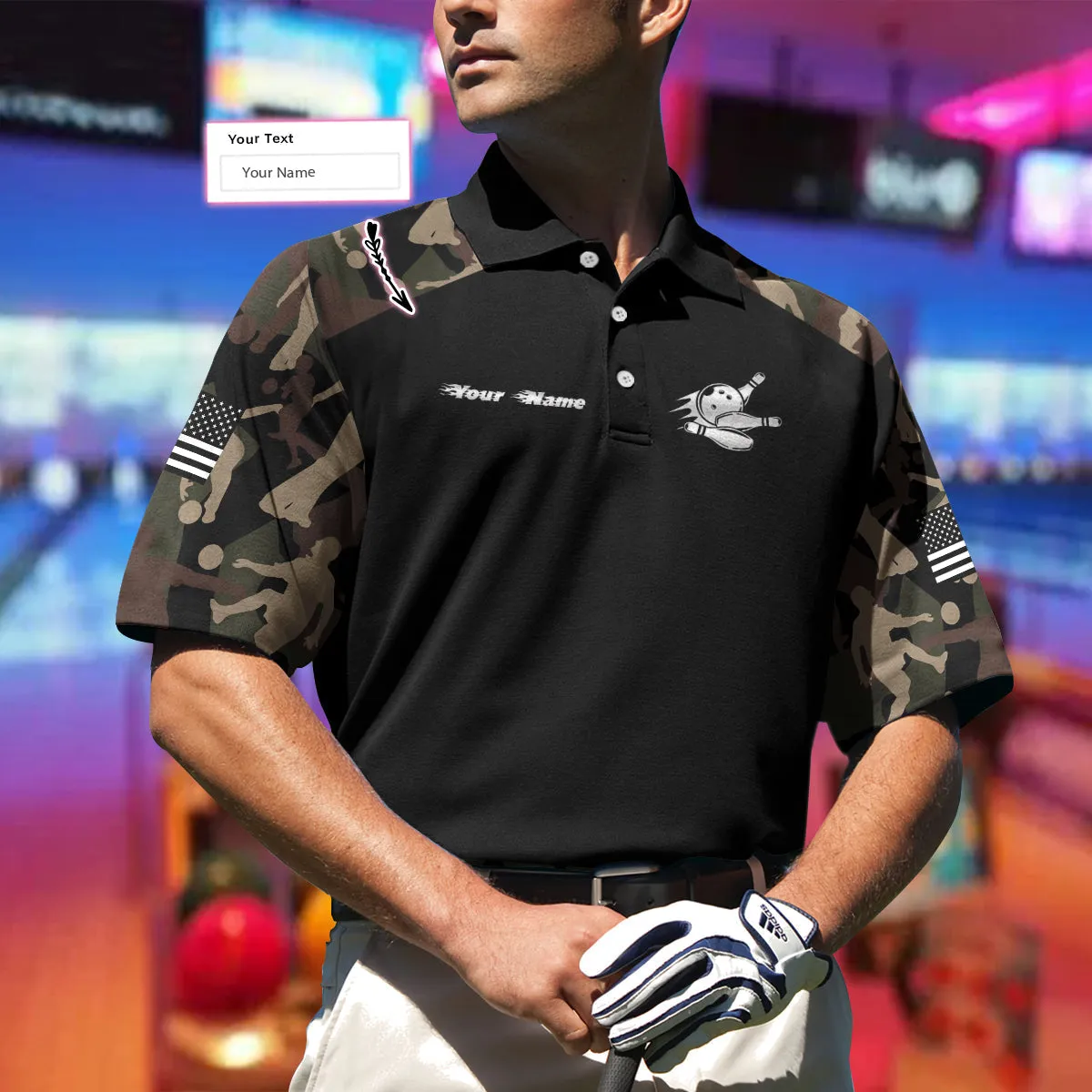 Personalized Name Bowling Camouflage Polo Shirt, Customized Camouflage Bowling Polo Shirt For Bowlers Coolspod