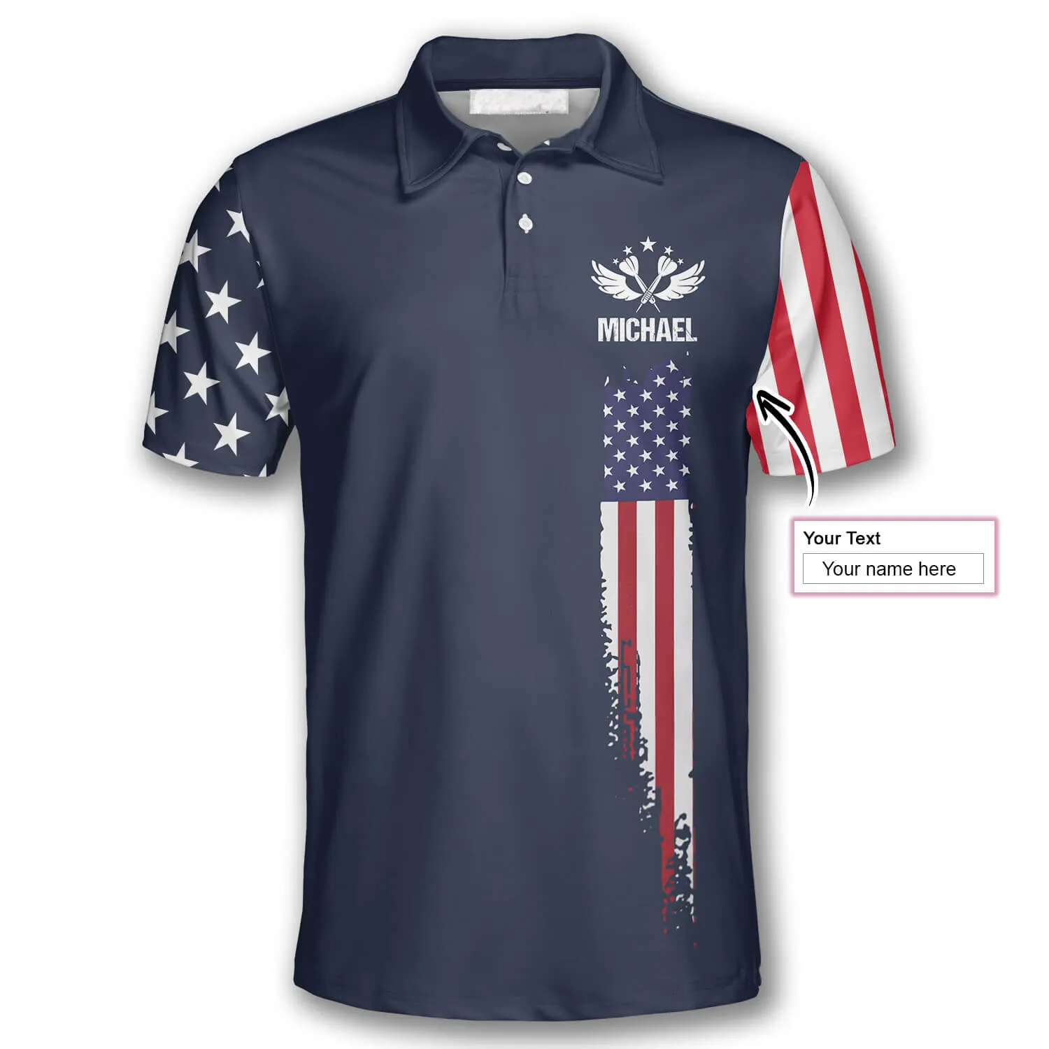 Personalized Name Dart Flag American Polo Unisex Shirt, Dart Flag Shirt, Gift For Him