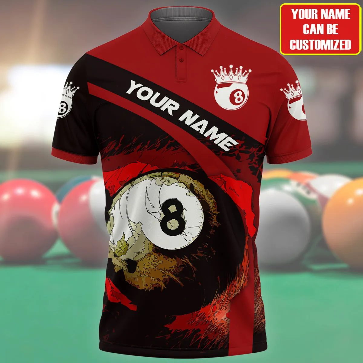 Personalized Name King of Billiard Unisex Shirt for Men Women, Billiard Polo Shirt