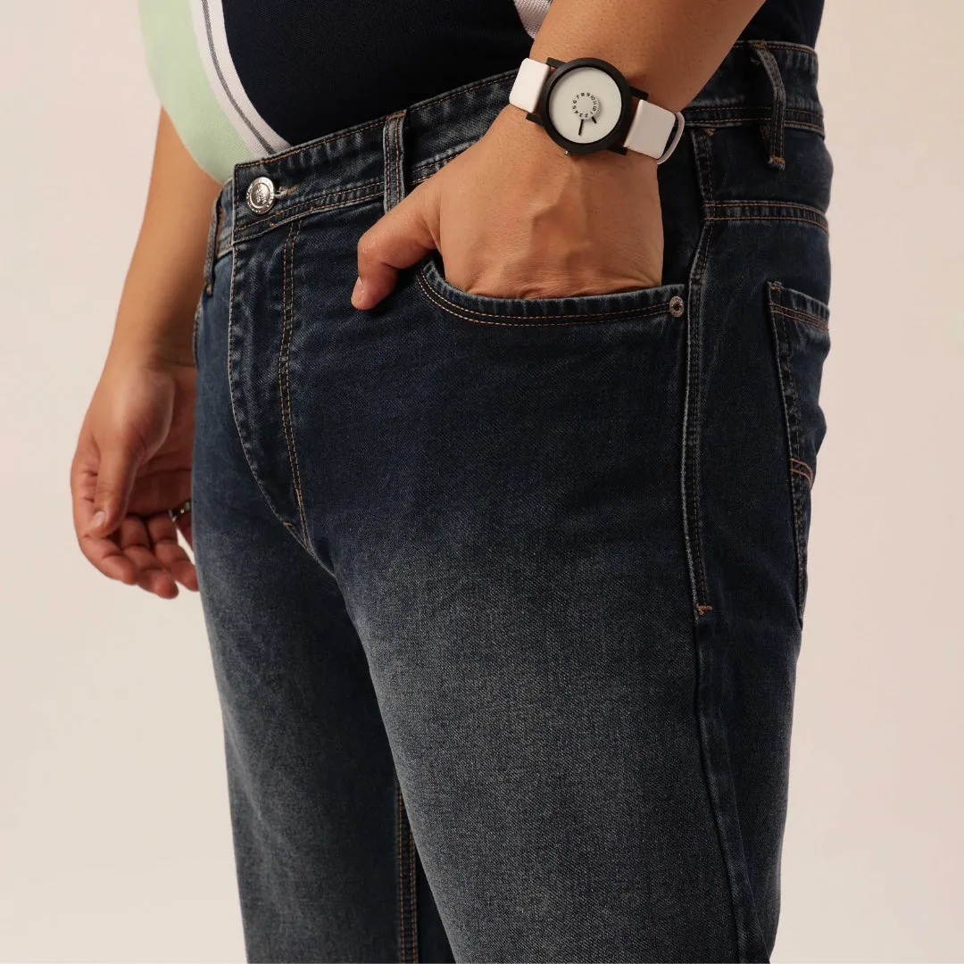 Plus Size Men Ink Blue Comfort Fit Jeans