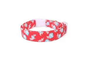 Red & Blue Floral Dog Collar
