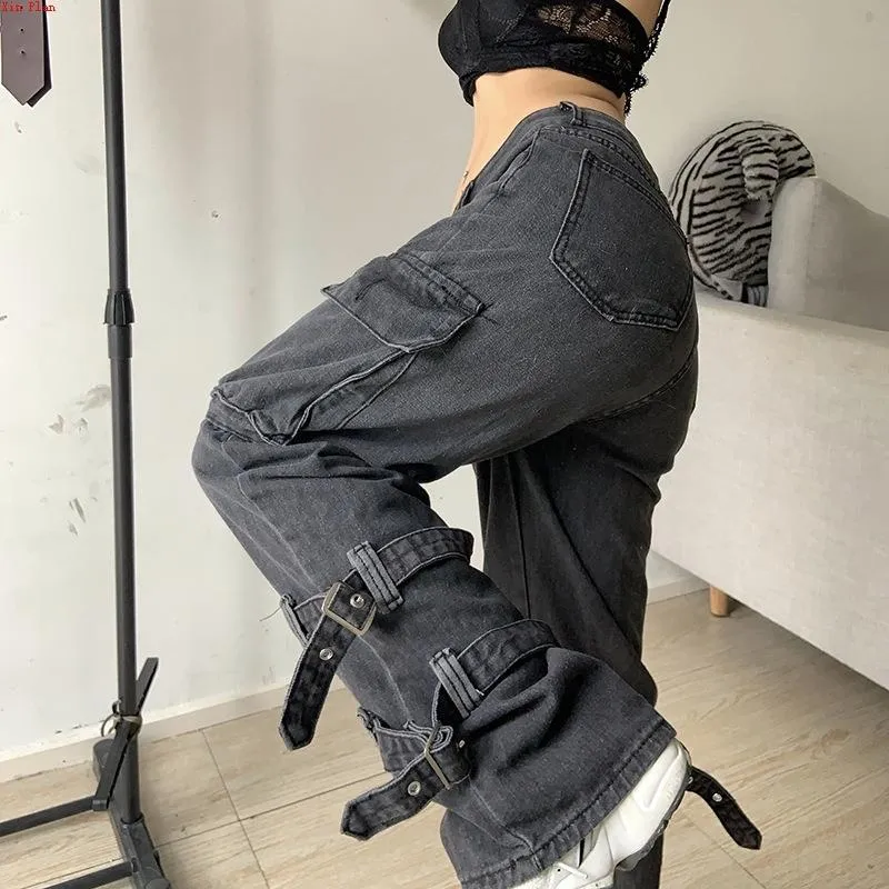 Retro Washed Button Lace Jeans