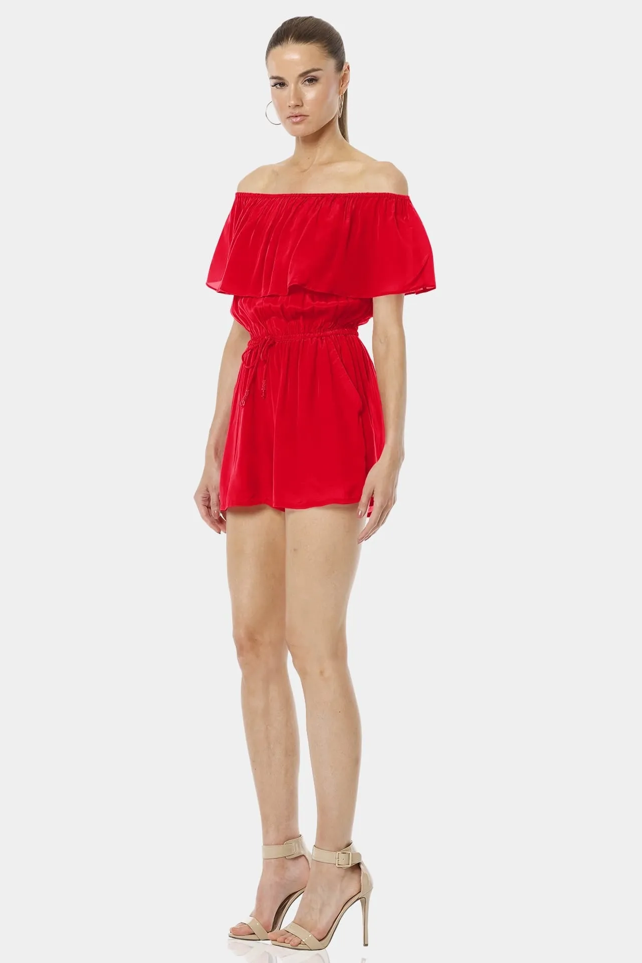 Serenity Fiery Red Off Shoulder Dress