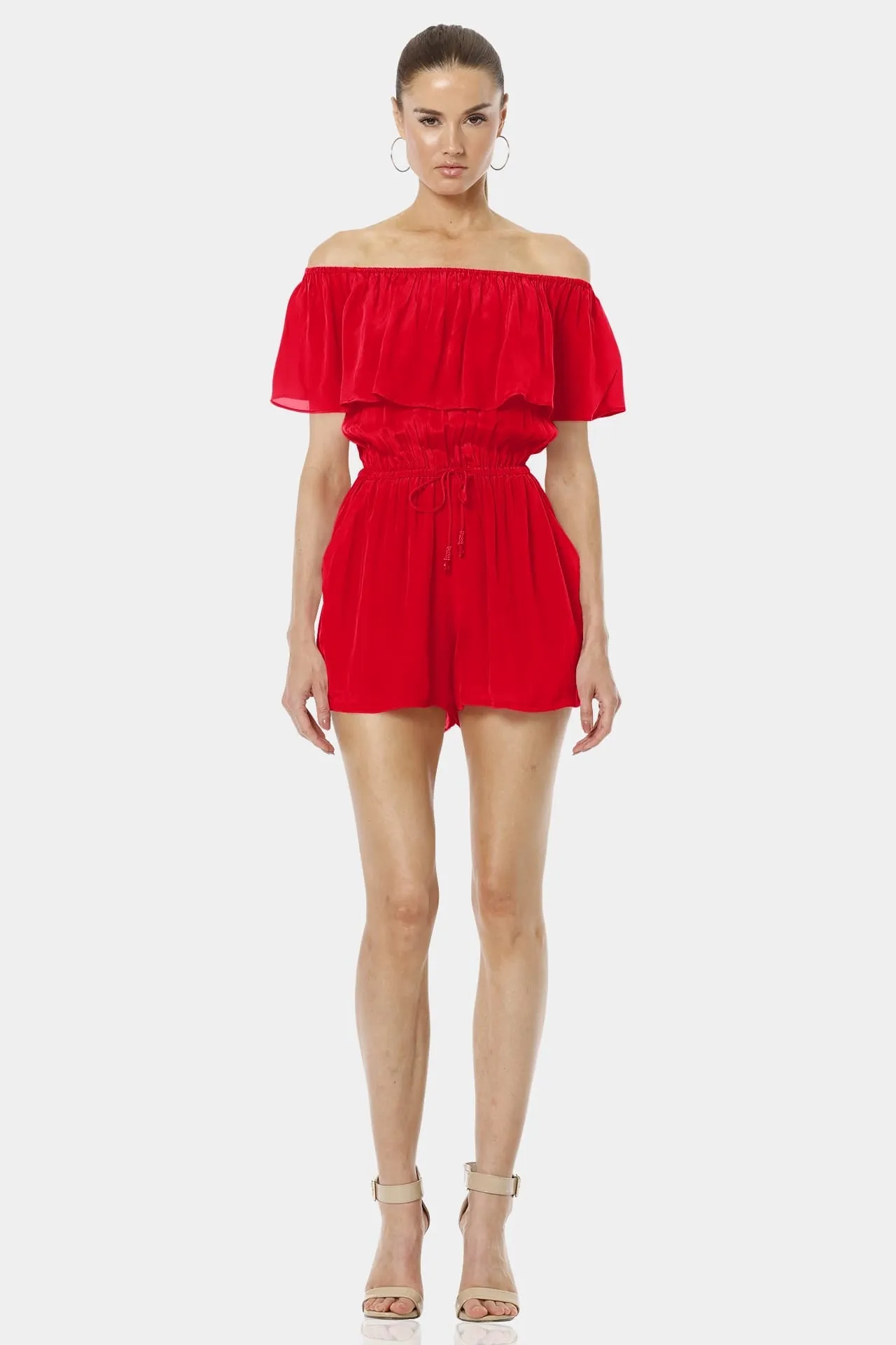 Serenity Fiery Red Off Shoulder Dress