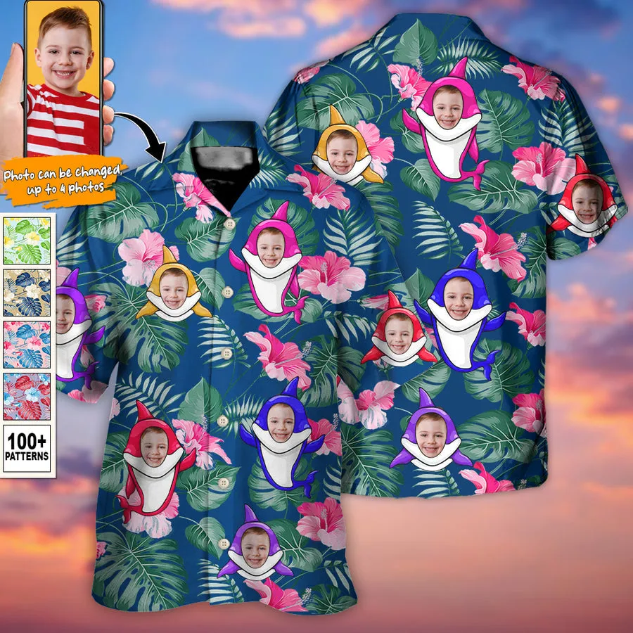 Shark Funny Tropical Style Custom Photo - Hawaiian Shirt - Personalized Photo Gifts, Personalized Hawaiian Shirt