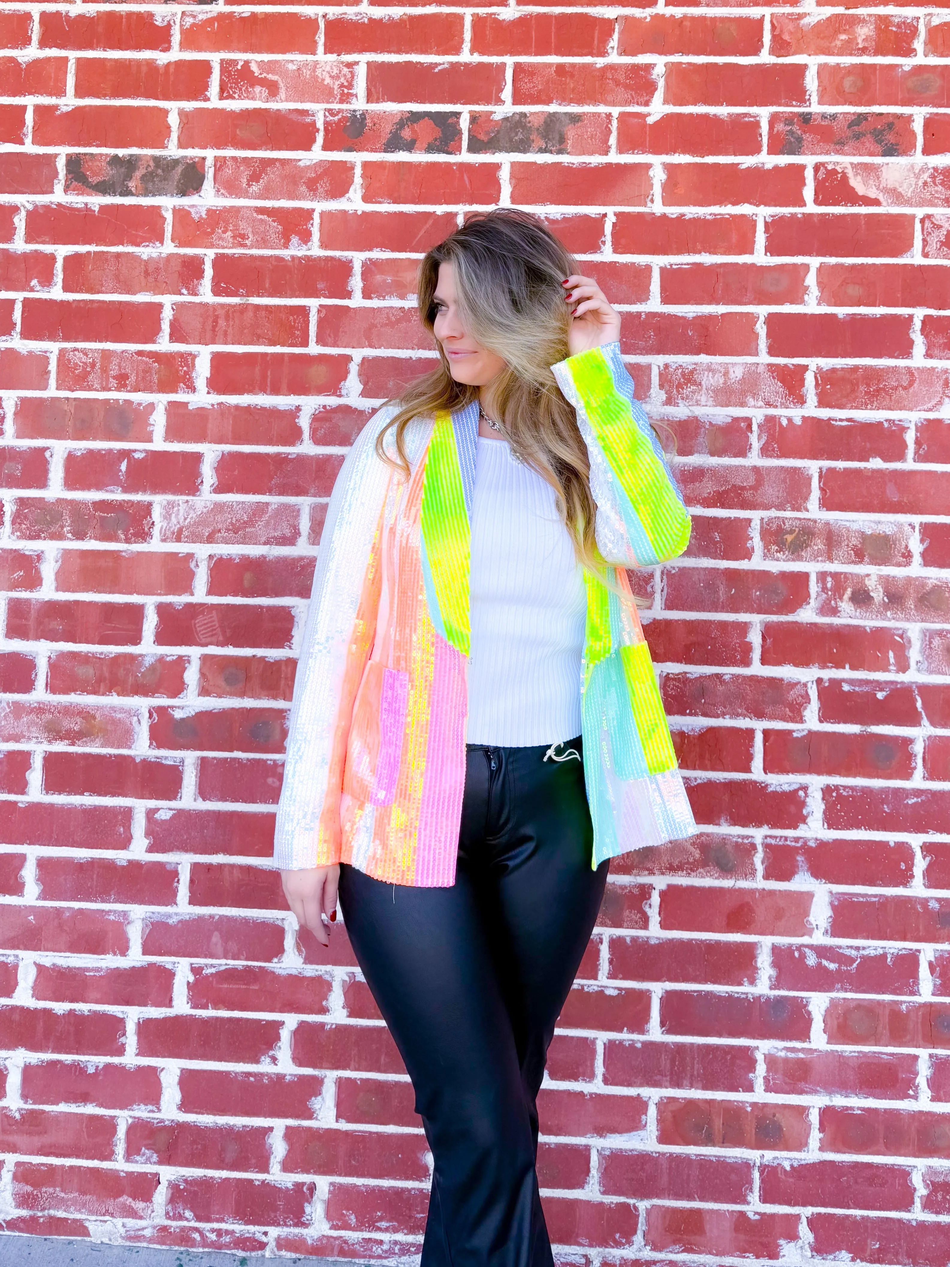 Starstruck Multi Sequin Colorblock Blazer