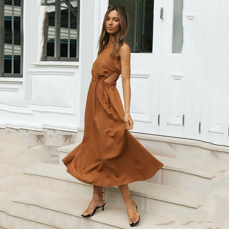 Strap Slip Black Backless Maxi Dress