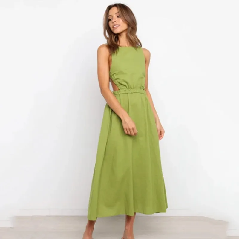 Strap Slip Black Backless Maxi Dress