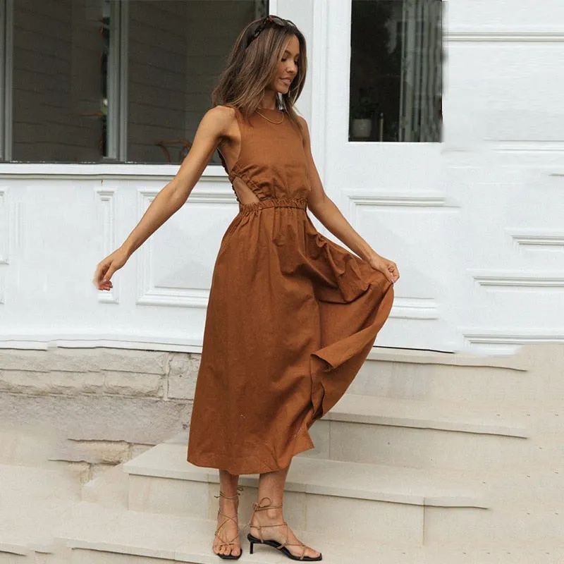 Strap Slip Black Backless Maxi Dress