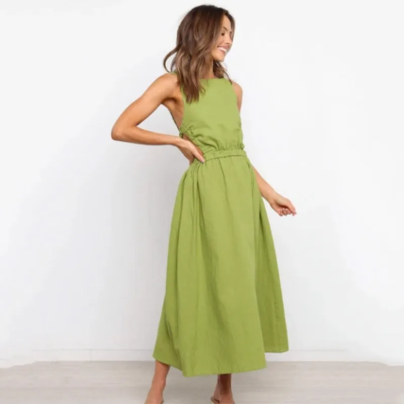 Strap Slip Black Backless Maxi Dress
