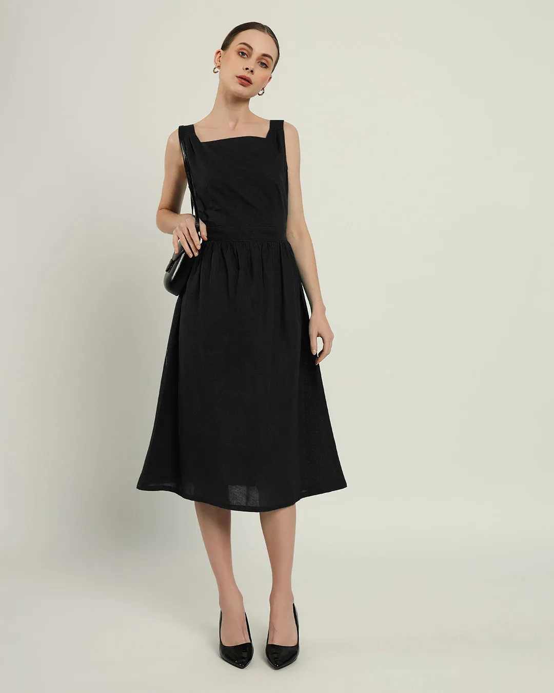 The Mihara Daisy Noir Linen Dress