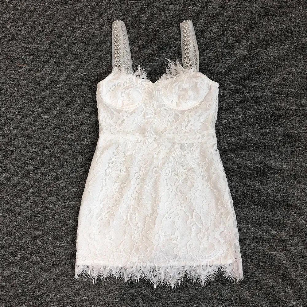 Trend4us Women’s White Lace Mini Dress