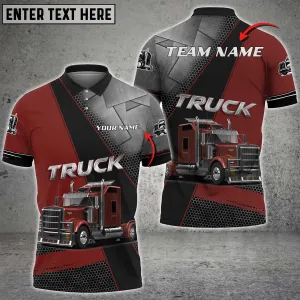 Truck Metal Multicolor Option Pattern Personalized Name 3D Polo Shirt For Truck Driver