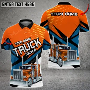 Truck Mix Multicolor Option Personalized Name Team 3D Polo Shirt For Truck Driver