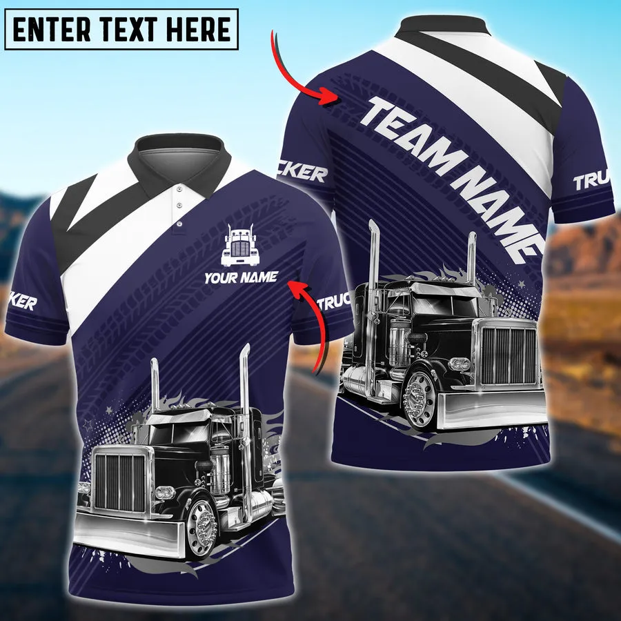 Truck Red White Multicolor Option Personalized Name, Team Shirt For Truck Driver, Truck Polo Shirt
