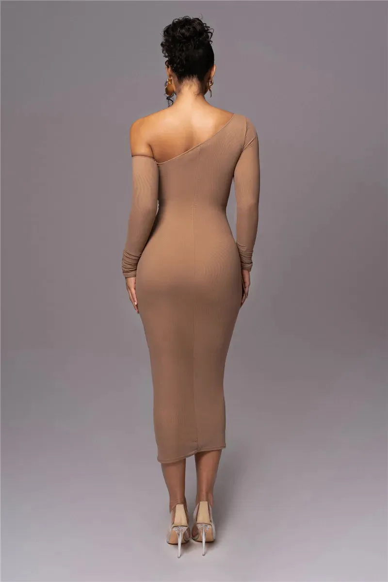 Two Layer Mesh Backless Rushed Long Sleeve Midi Dress backless bodycon Club Party Sexy Long Dress