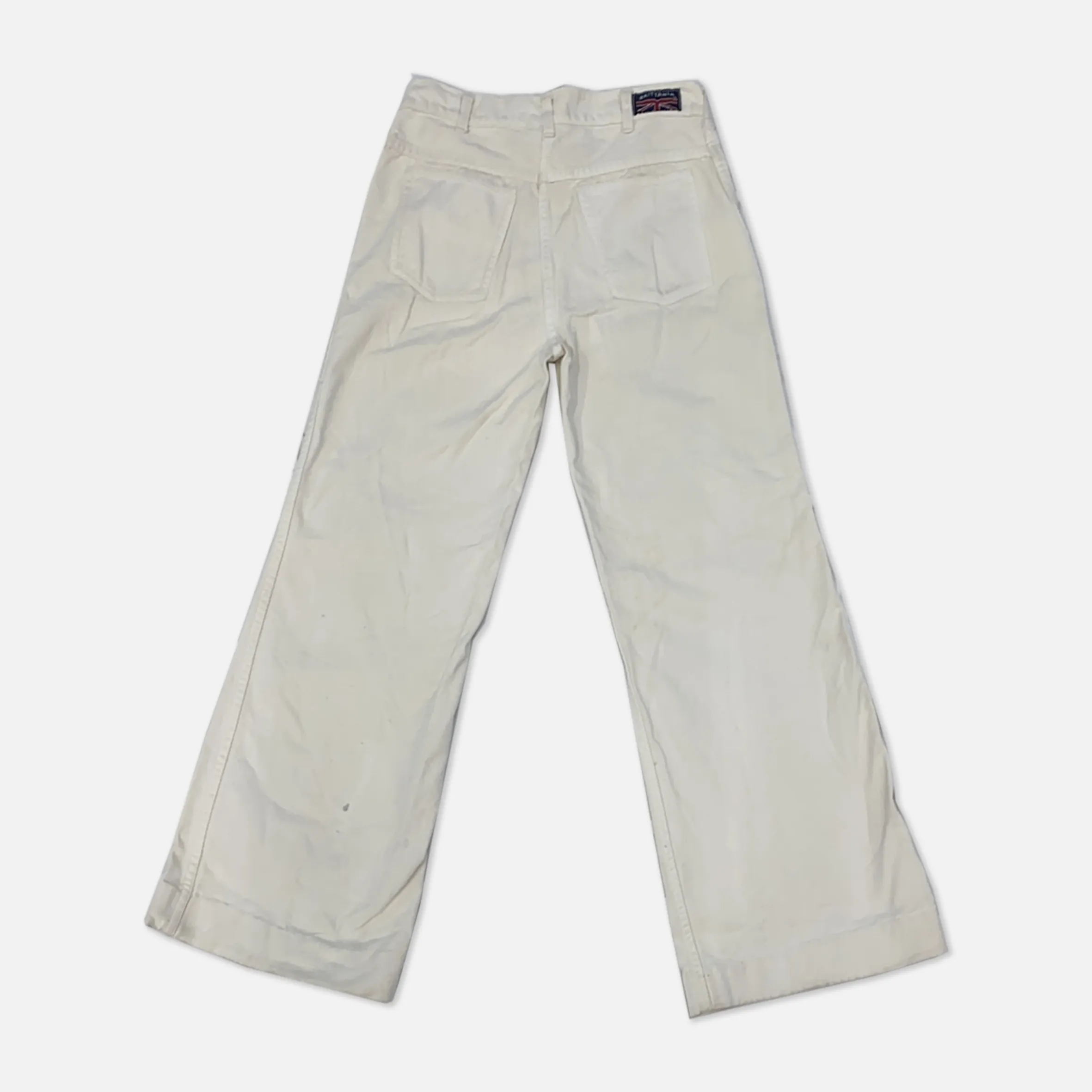 Vintage Brittania Wide Leg Cream Denim Pants - W30