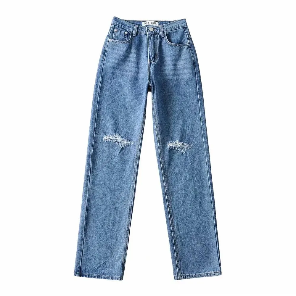 Vintage Hollow Out Jeans Denim Pants Trousers