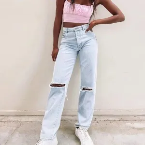 Vintage Hollow Out Jeans Denim Pants Trousers