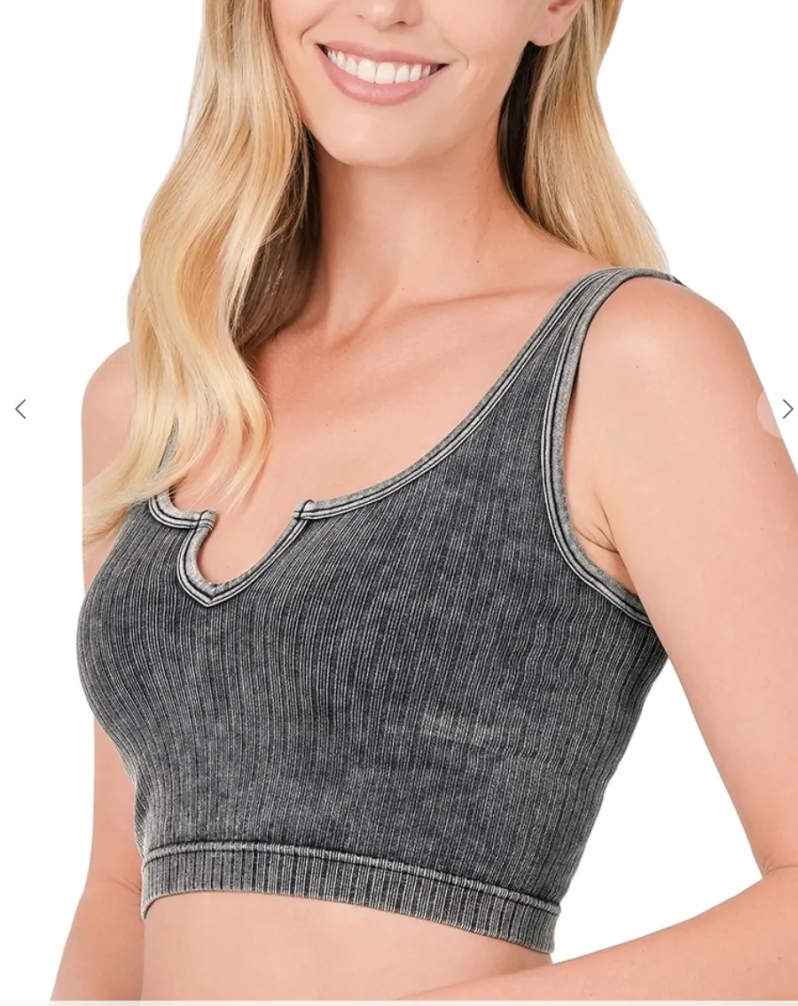 Washed V-Front Tank/Bralette