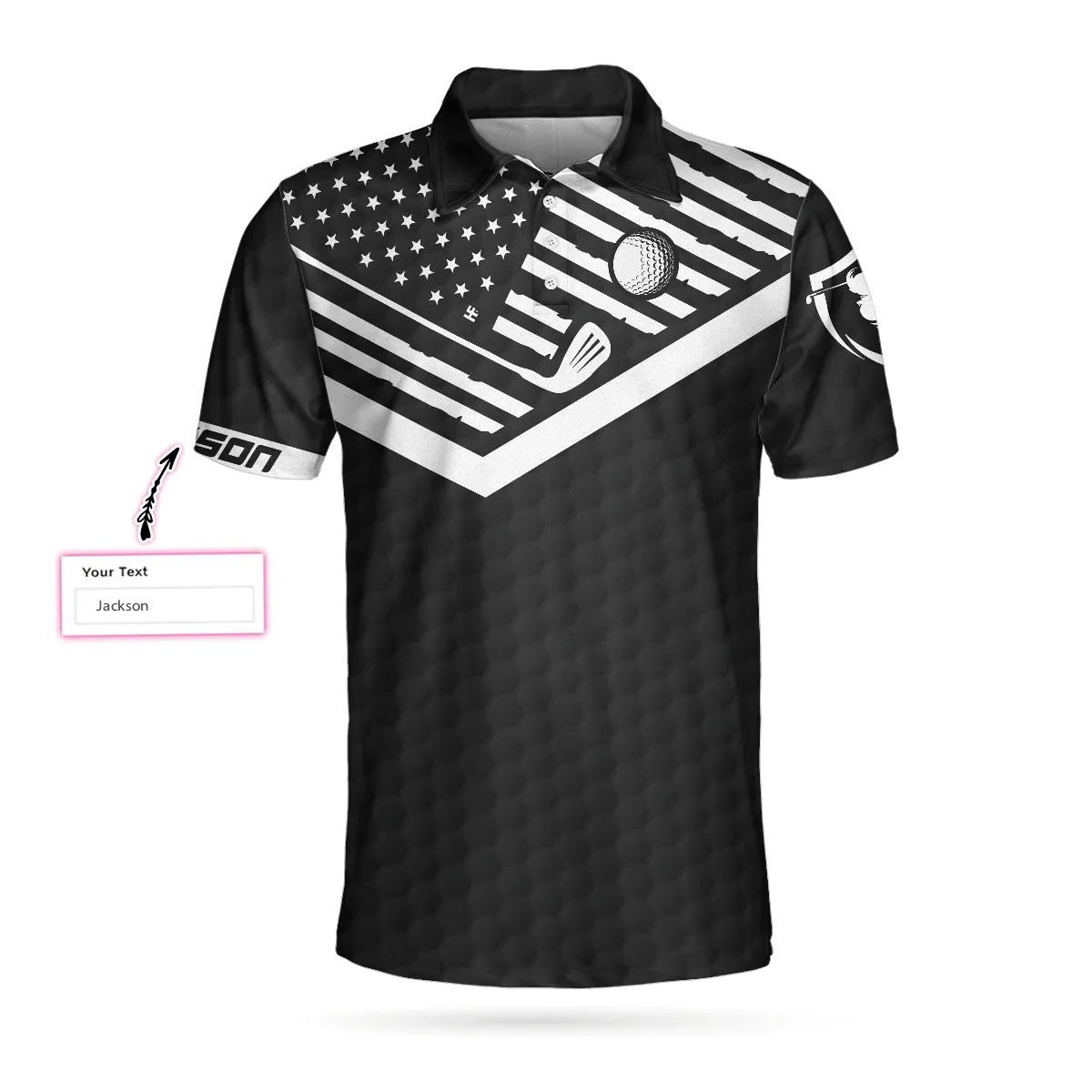 When My Wife Lets Me Play Golf Custom Polo Shirt, Personalized Black American Flag Golf Shirt For Men Coolspod