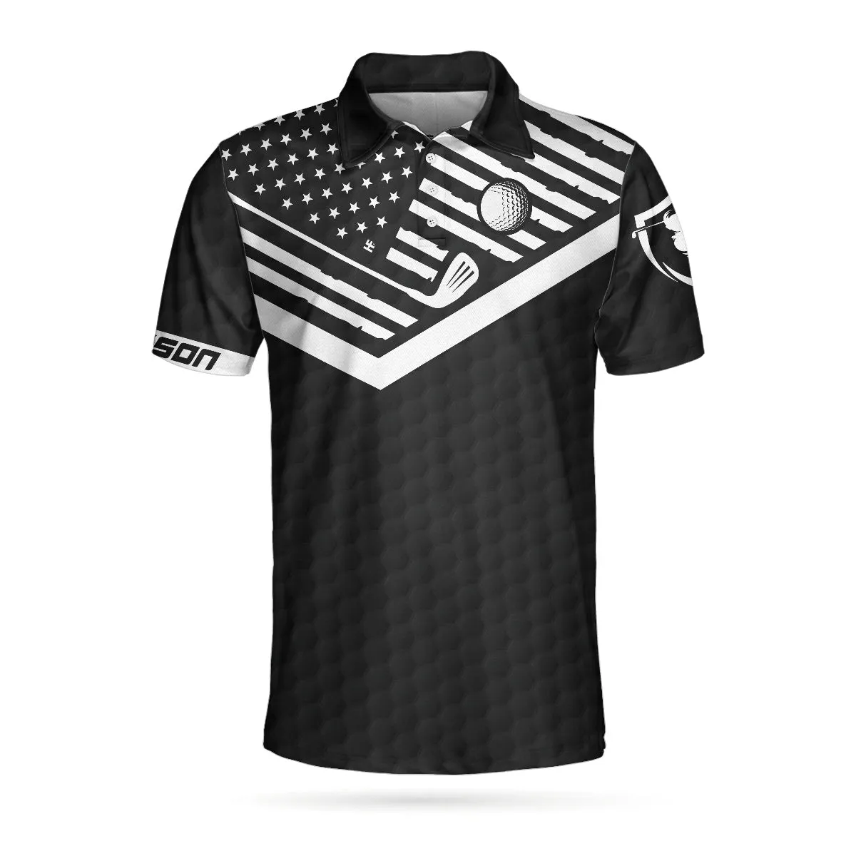 When My Wife Lets Me Play Golf Custom Polo Shirt, Personalized Black American Flag Golf Shirt For Men Coolspod