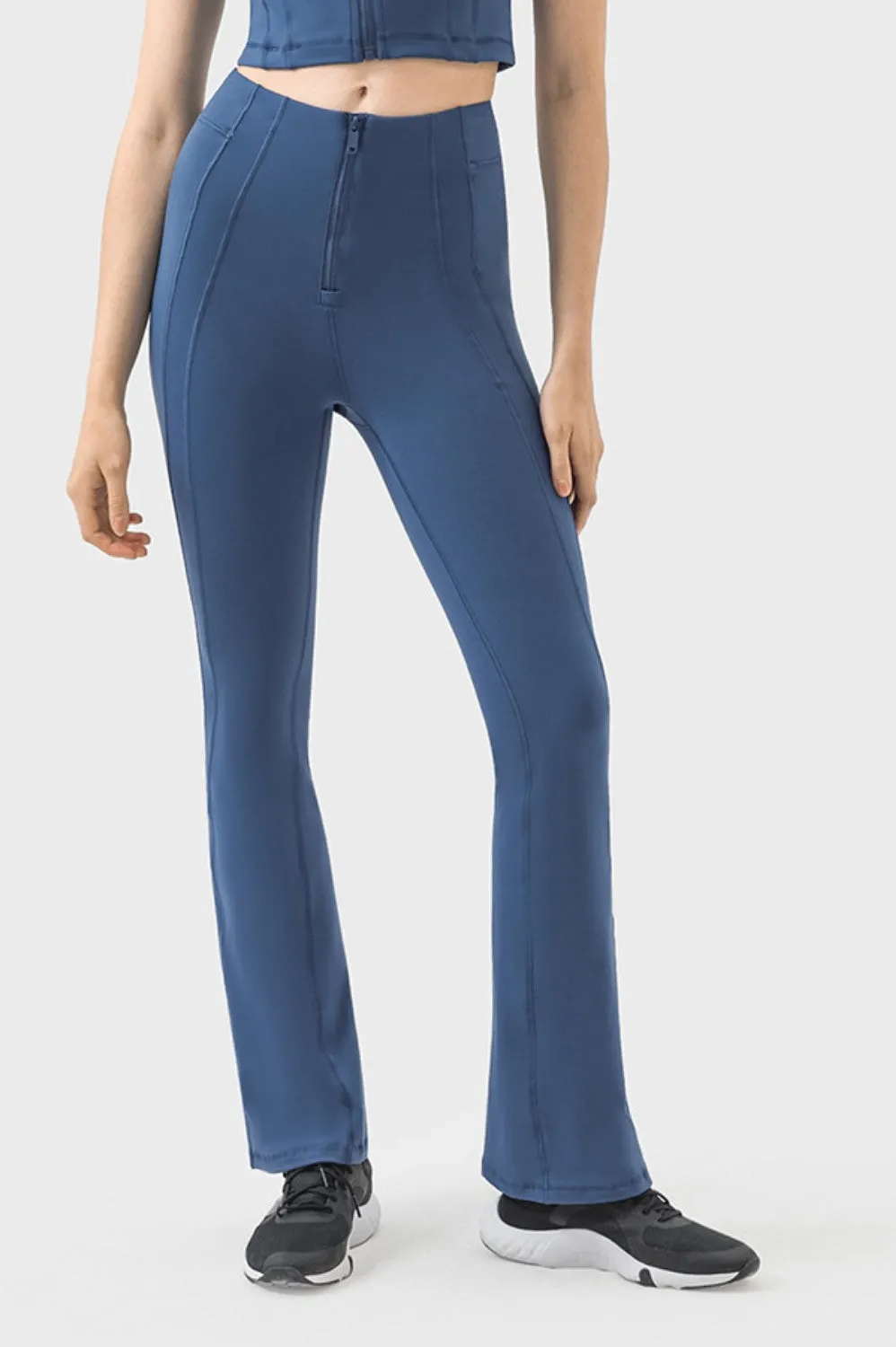 Women Zipper Detail High Waist Active Pants