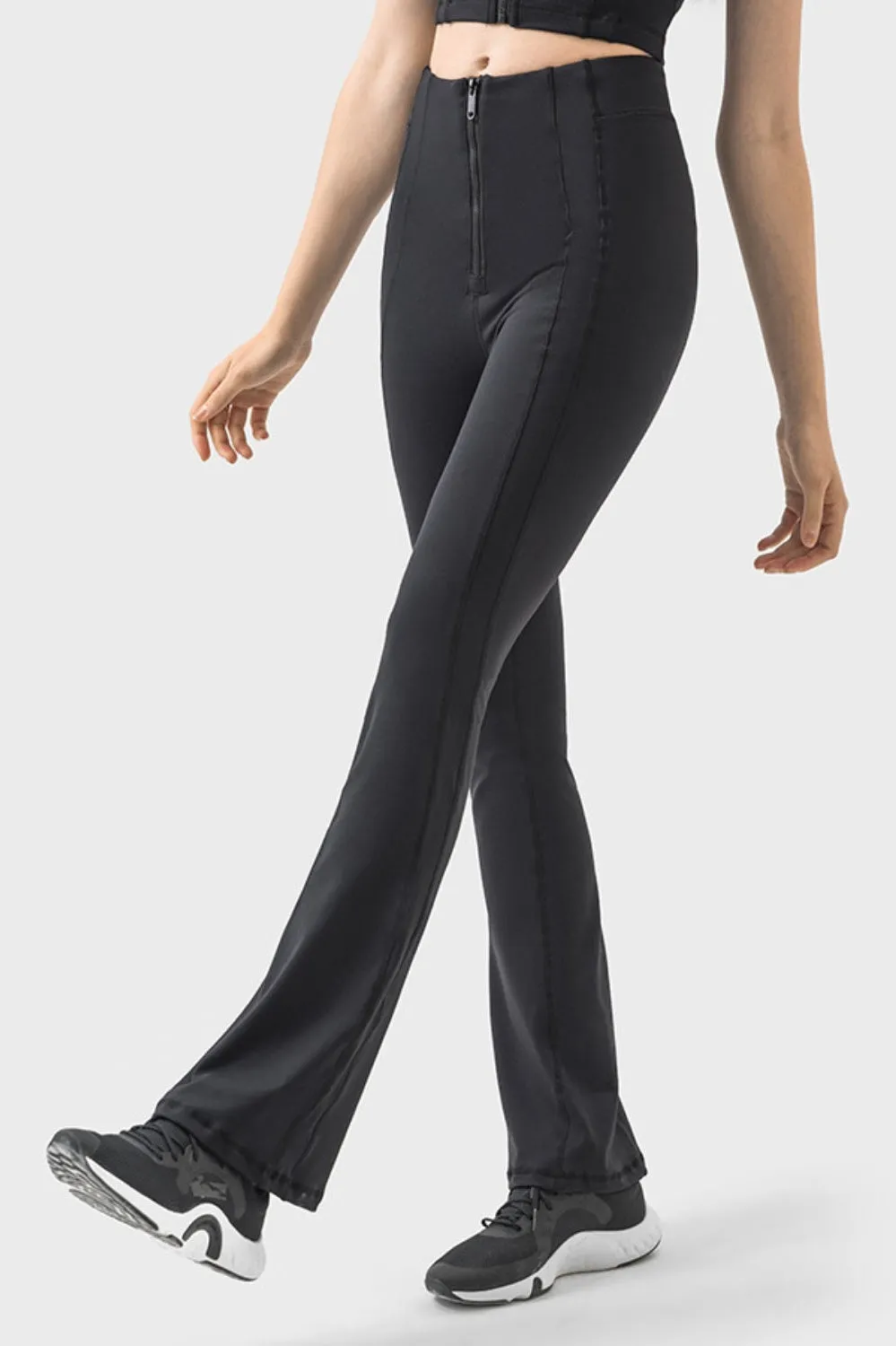 Women Zipper Detail High Waist Active Pants