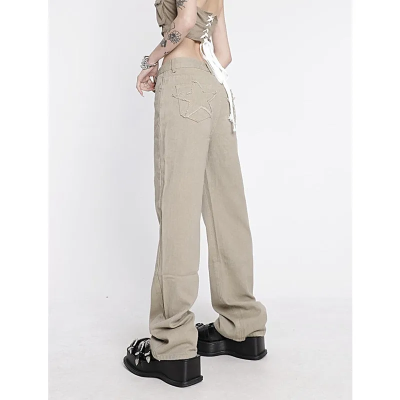 Women's Khaki Wide Leg Jeans