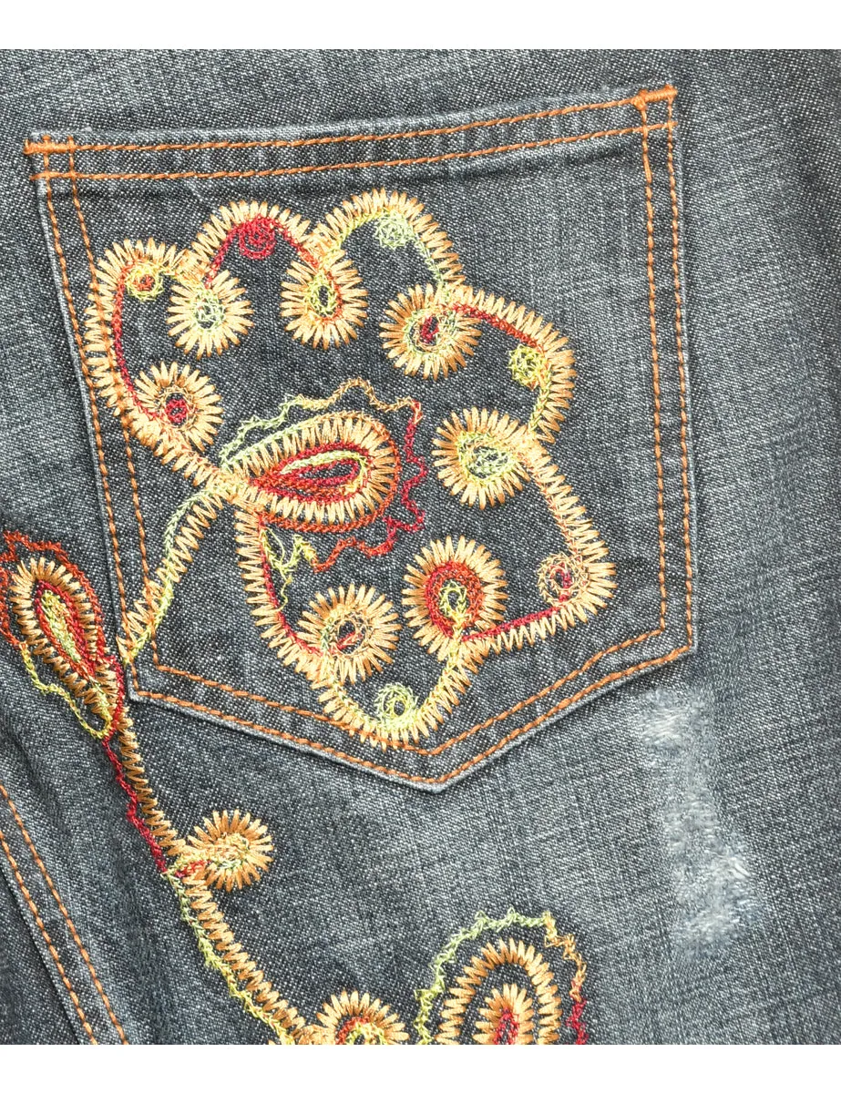 Zip Front Straight Fit Jeans - W30 L35