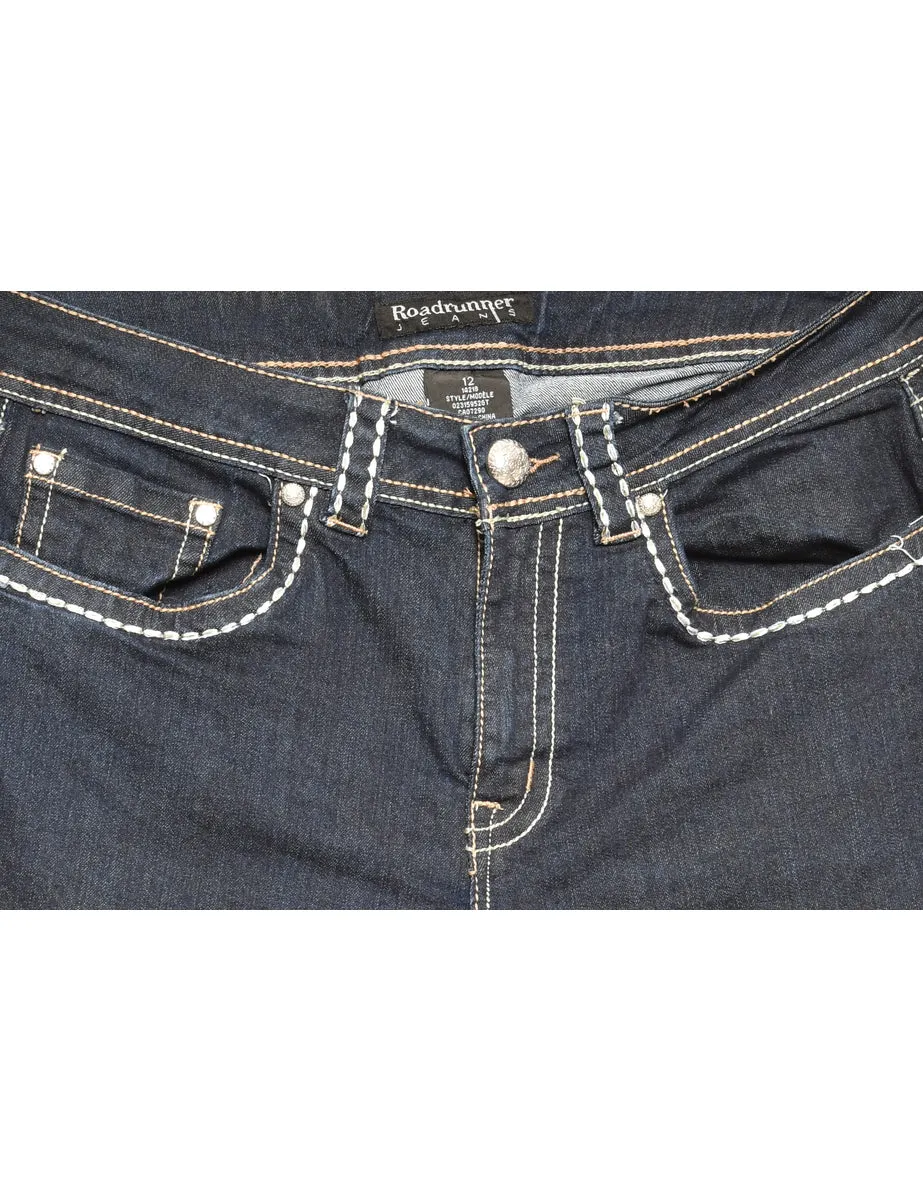 Zip Front Straight Fit Jeans - W32 L20