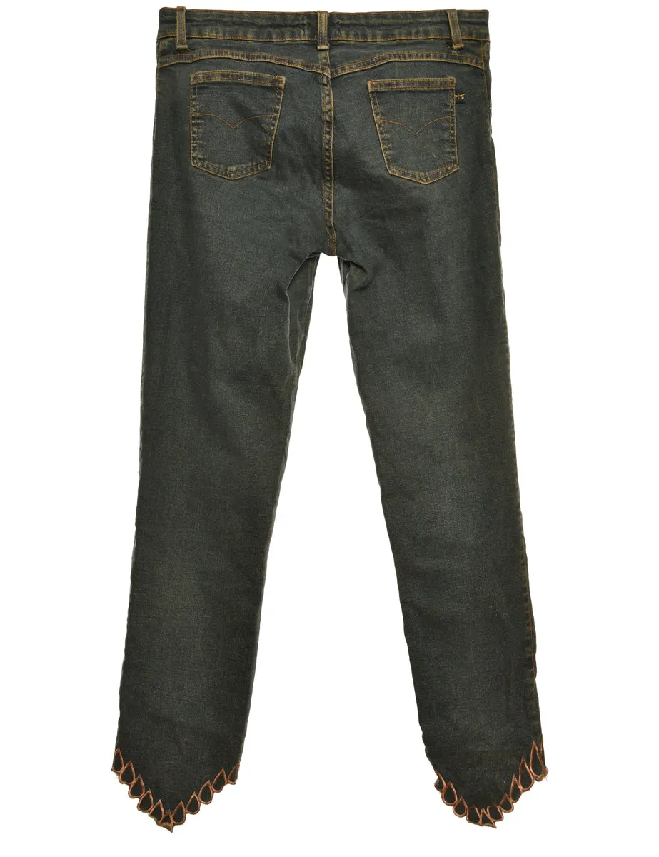 Zip Front Straight Fit Jeans - W32 L29